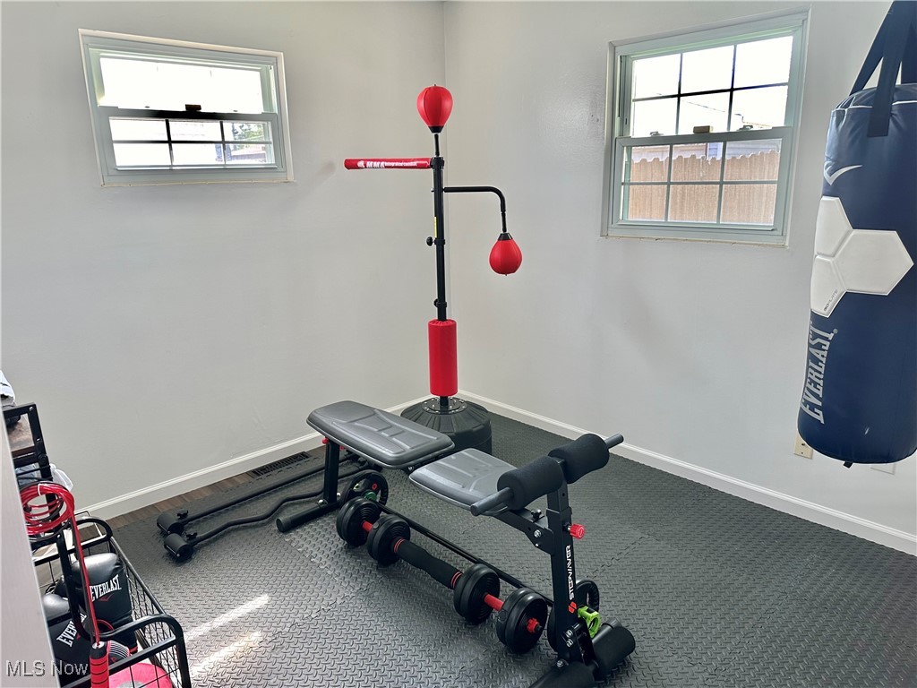 4330 Knickerbocker Road Sheffield Lake, OH 44054 - Photo 17 of 22 Exercise area featuring carpet flooring and a wealth of natural light