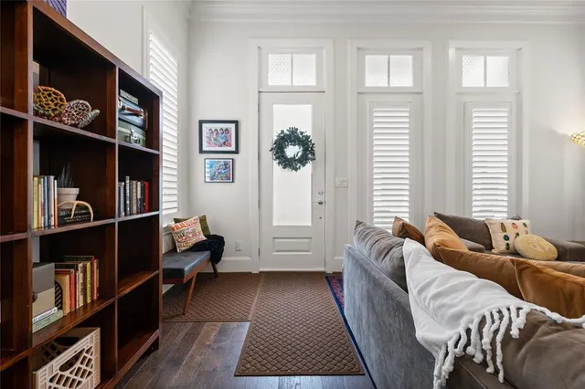 a view of a hallway with a stairs