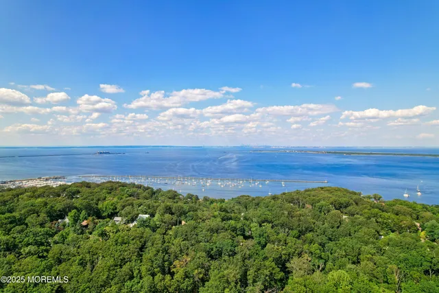 a view of an ocean and a yard