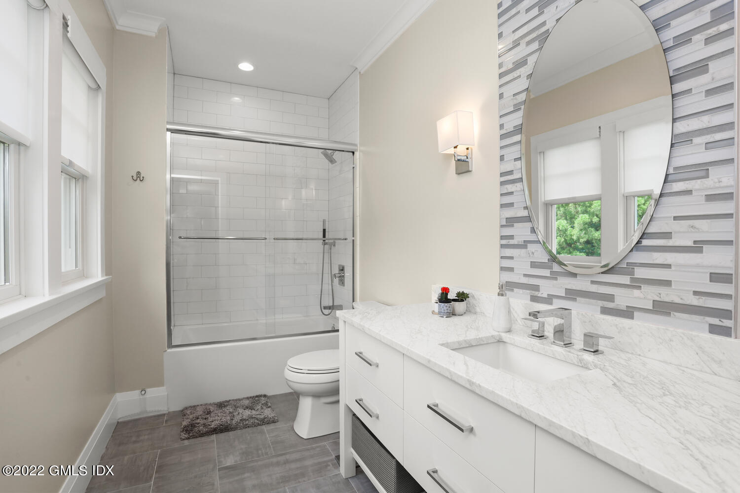 2 Loch Lane Greenwich, CT 06830 - Photo 47 of 64 a bathroom with a granite countertop sink toilet and shower