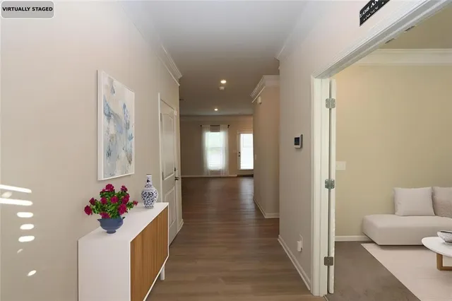 a view of a hallway and a couch