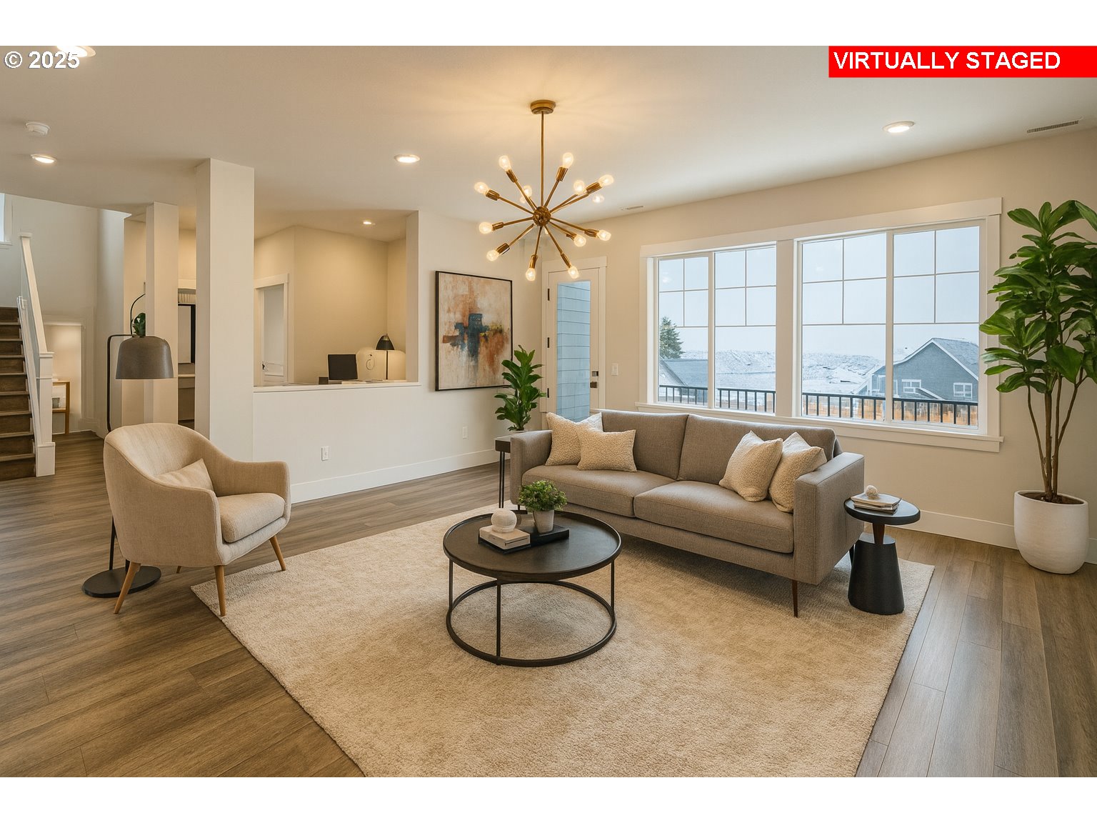 11728 Southwest Hayrick Terrace Beaverton, OR 97007 - Photo 2 of 25 a living room with furniture and a large window