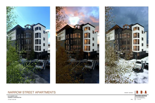 a view of a city with tall buildings