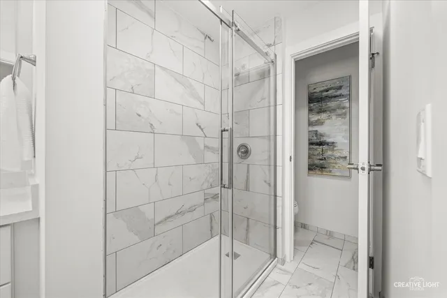 a bathroom with a bathtub