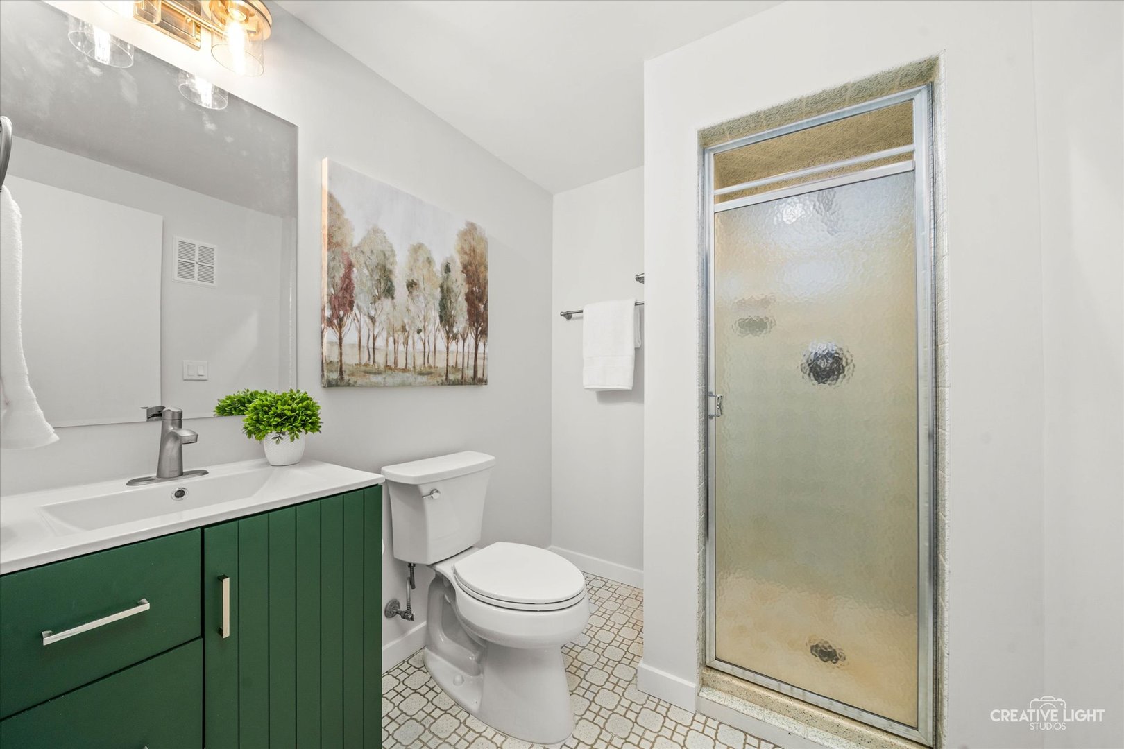 704 Plainfield Road Downers Grove, IL 60516 - Photo 24 of 36 a bathroom with a toilet a sink and a shower