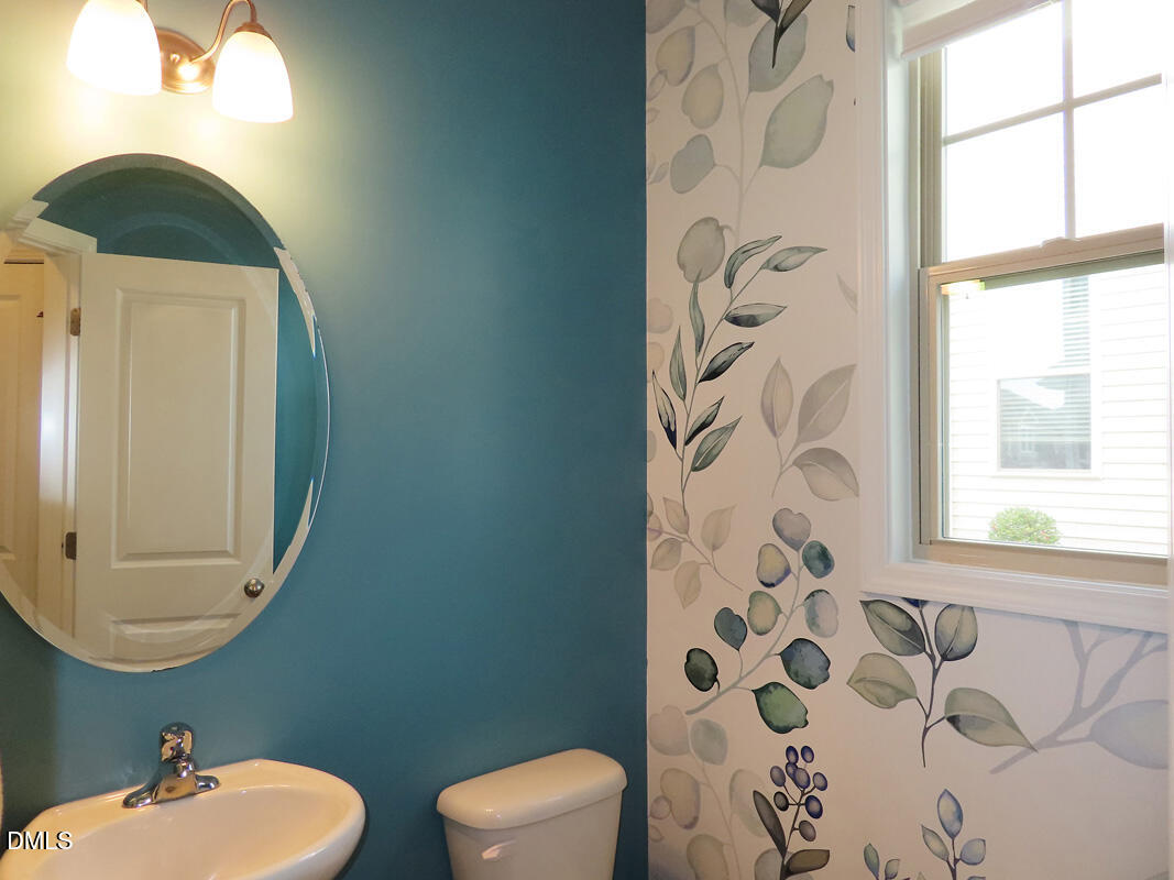 1217 Compass Drive Durham, NC 27713 - Photo 20 of 29 a bathroom with a toilet sink and mirror