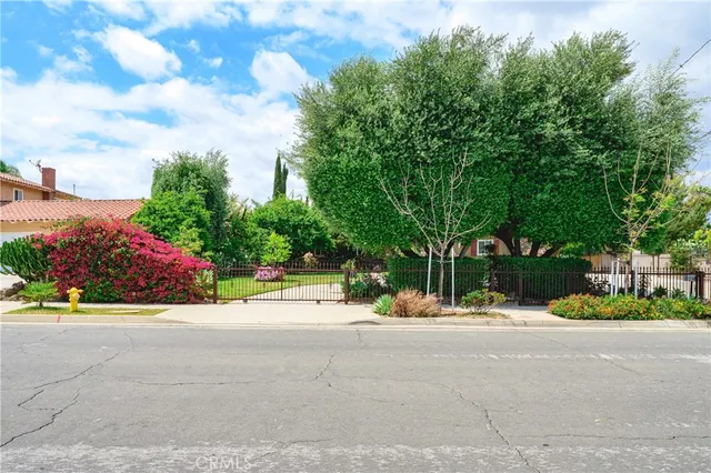 a view of road with flower plants and wooden fence