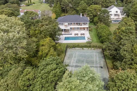 an aerial view of a house