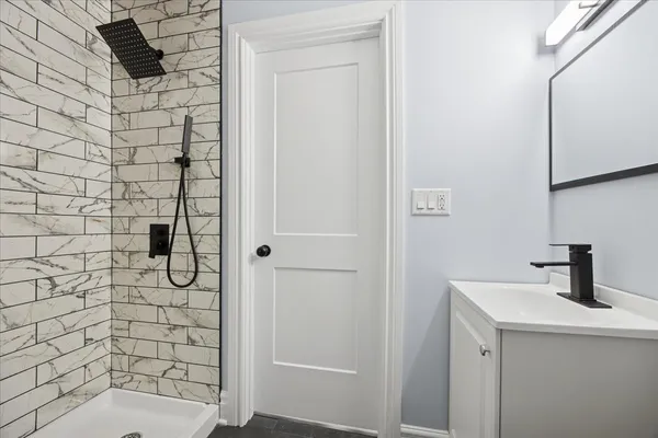 a bathroom with a shower