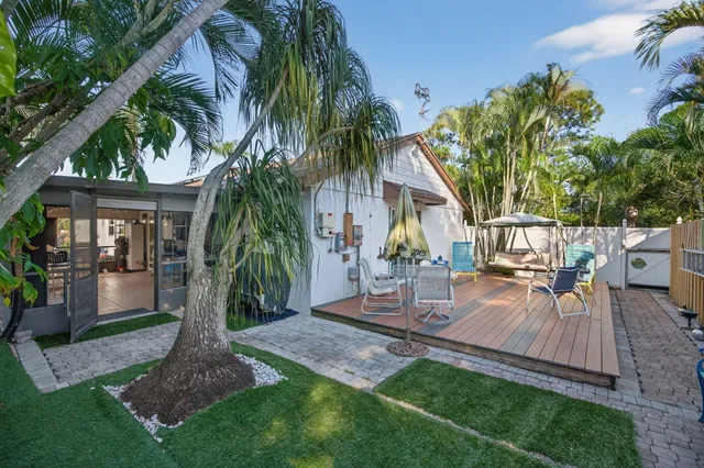 a view of a backyard with a garden