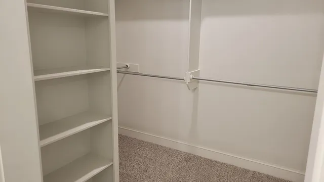 a view of an empty walk in closet
