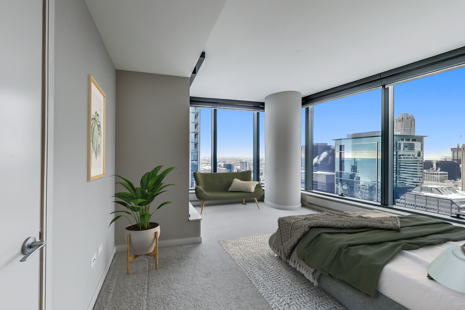 60 East Monroe Street, Unit 4404 Chicago, IL 60603 - Photo 8 of 34 a bed room with a bed and a large window