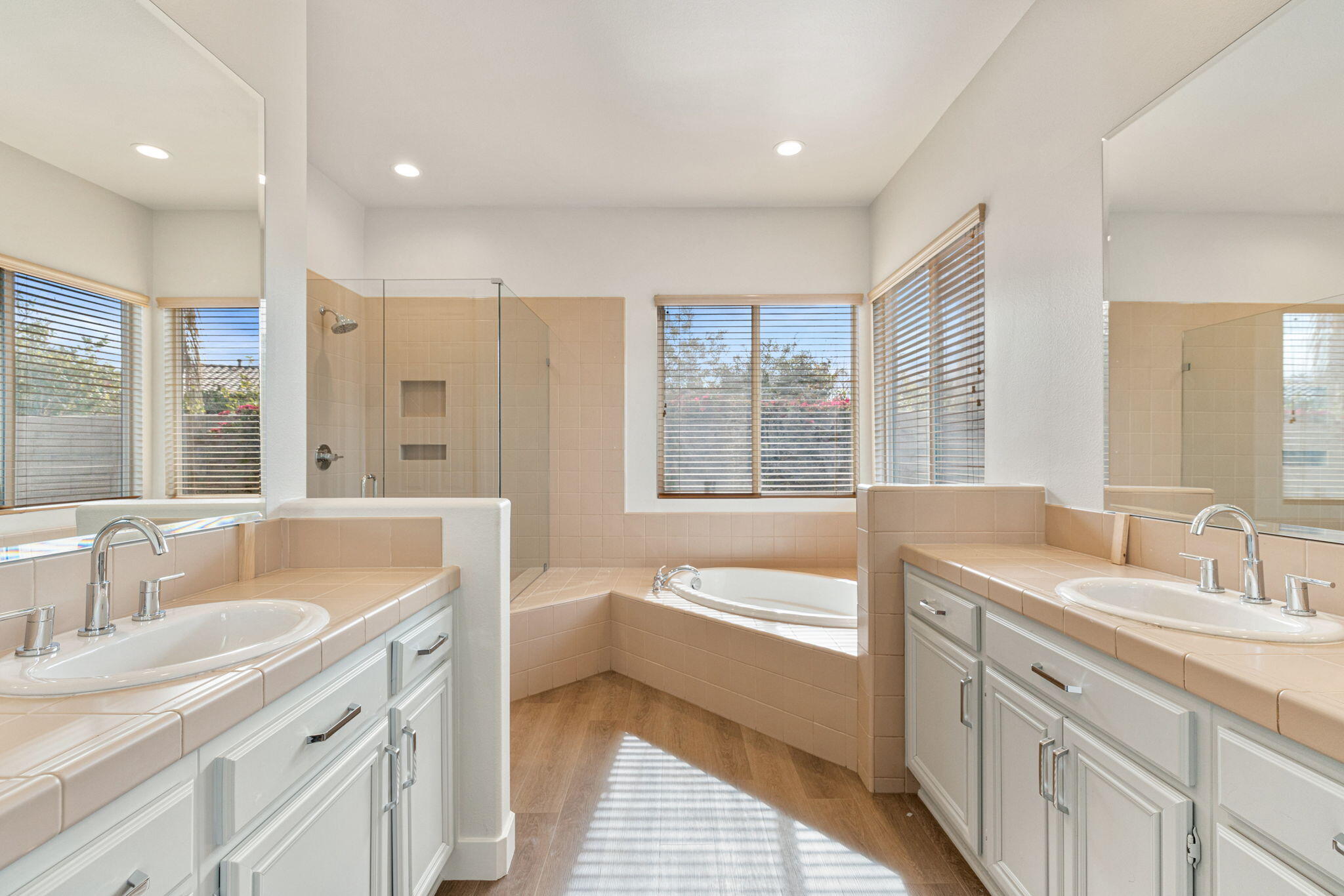 48537 Via Estacio Indio, CA 92201 - Photo 33 of 57 a spacious bathroom with a sink double vanity and a tub