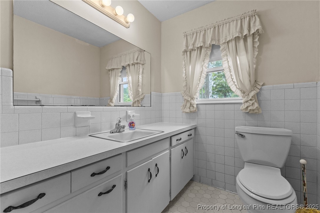 209 4th Street Erwin, NC 28339 - Photo 13 of 43 a bathroom with a toilet sink and mirror