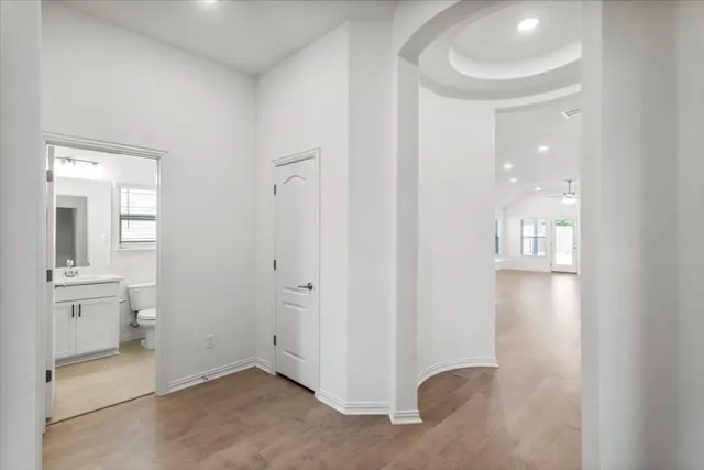 an empty room with windows