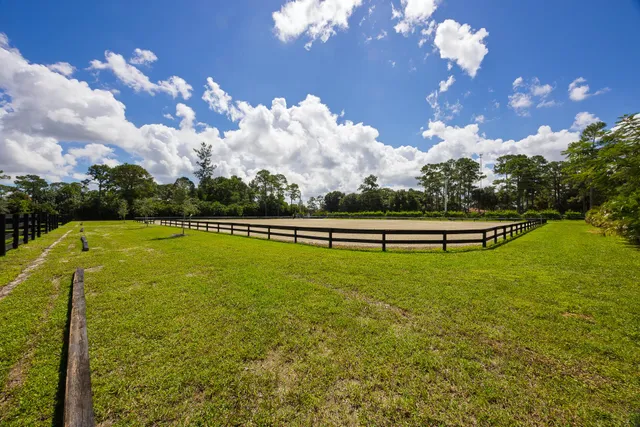 a view of a golf course with a lake