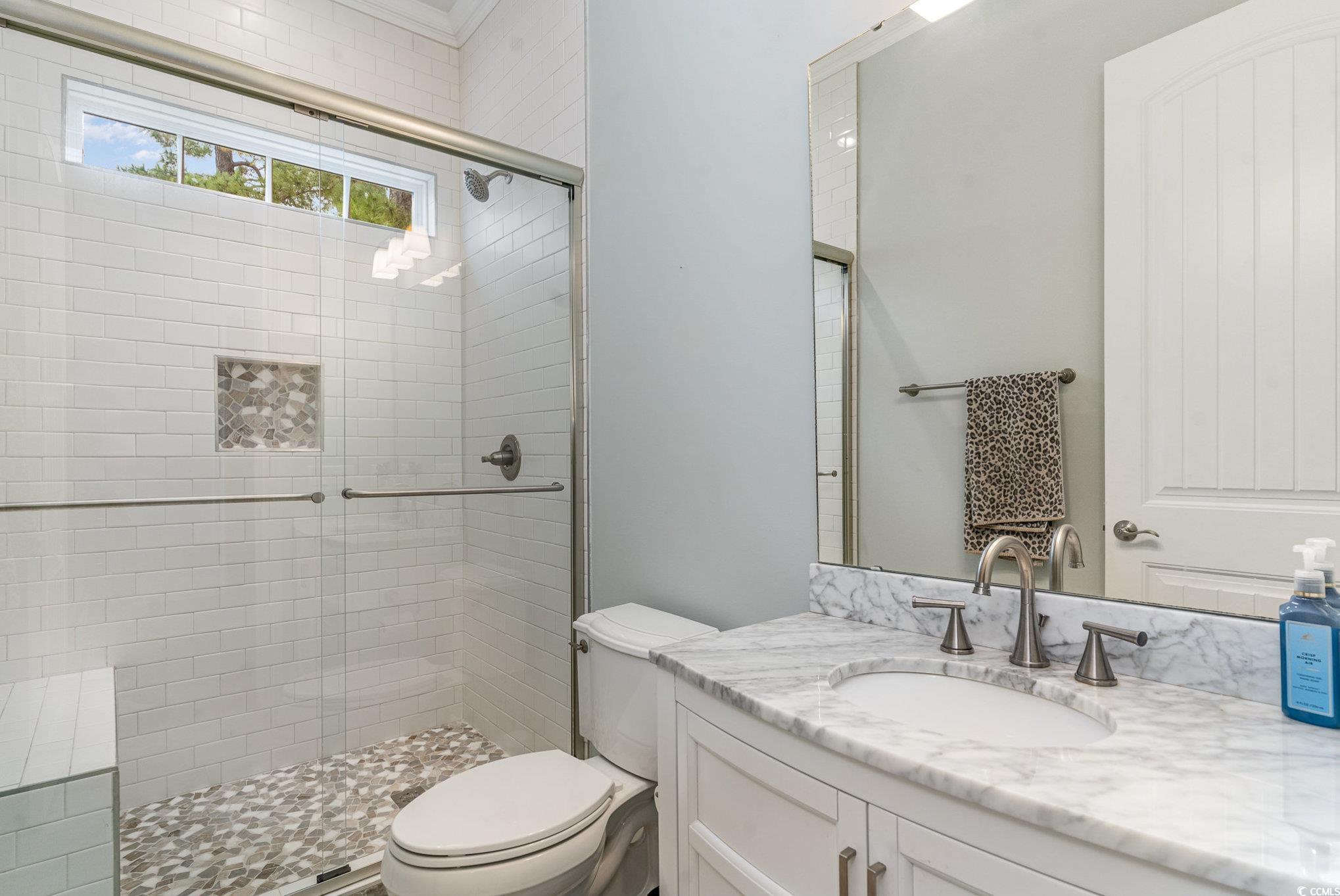 528 Starlit Way Myrtle Beach, SC 29579 - Photo 14 of 40 Bathroom featuring toilet, vanity, and a shower wi