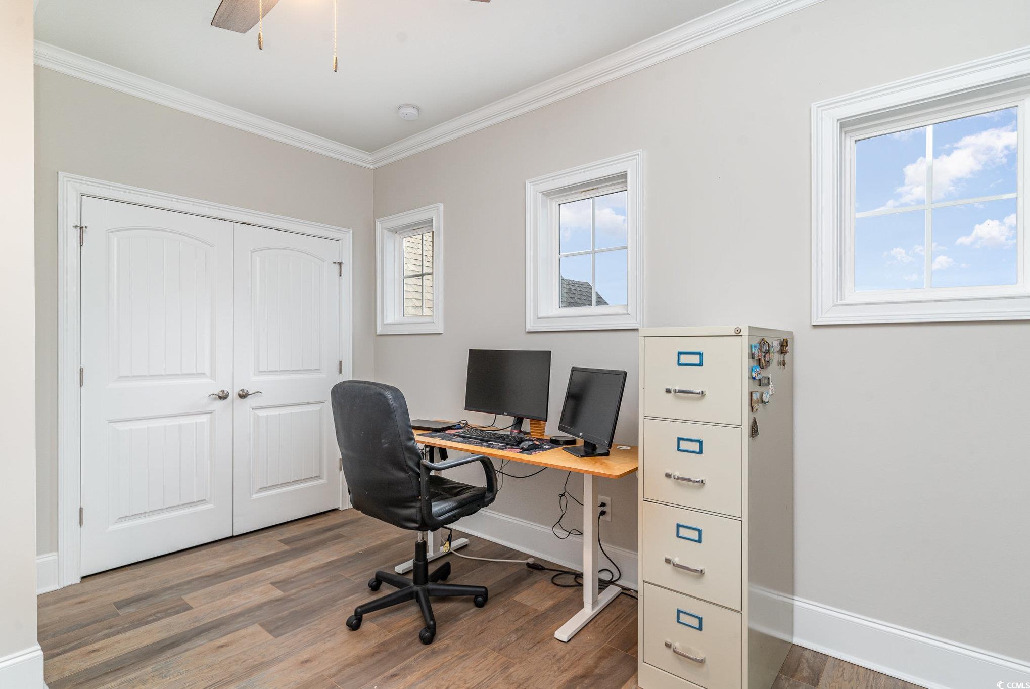 528 Starlit Way Myrtle Beach, SC 29579 - Photo 27 of 40 Office area featuring crown molding, a wealth of n