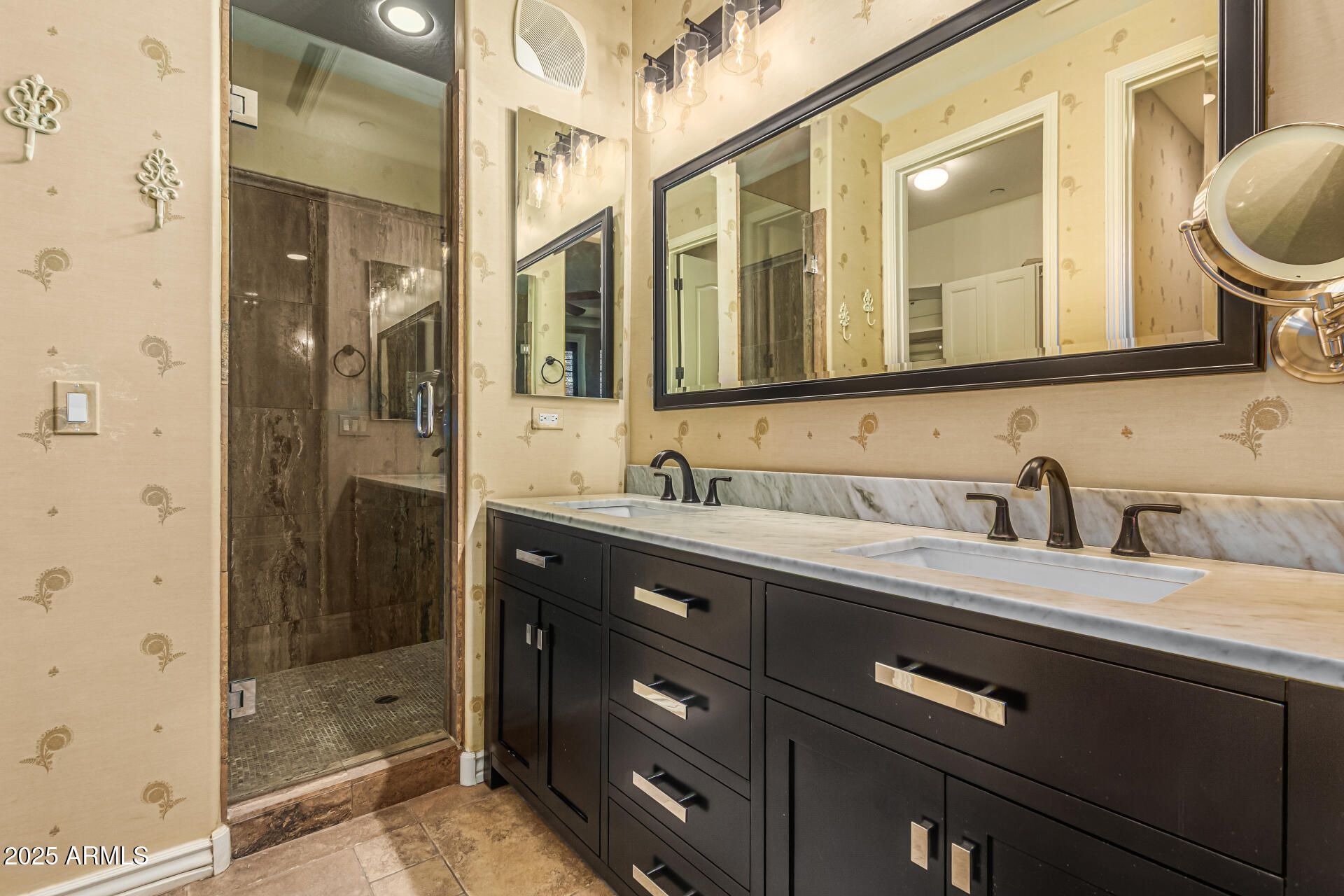 2482 East Roma Avenue Phoenix, AZ 85016 - Photo 17 of 39 a bathroom with a granite countertop sink mirror and double