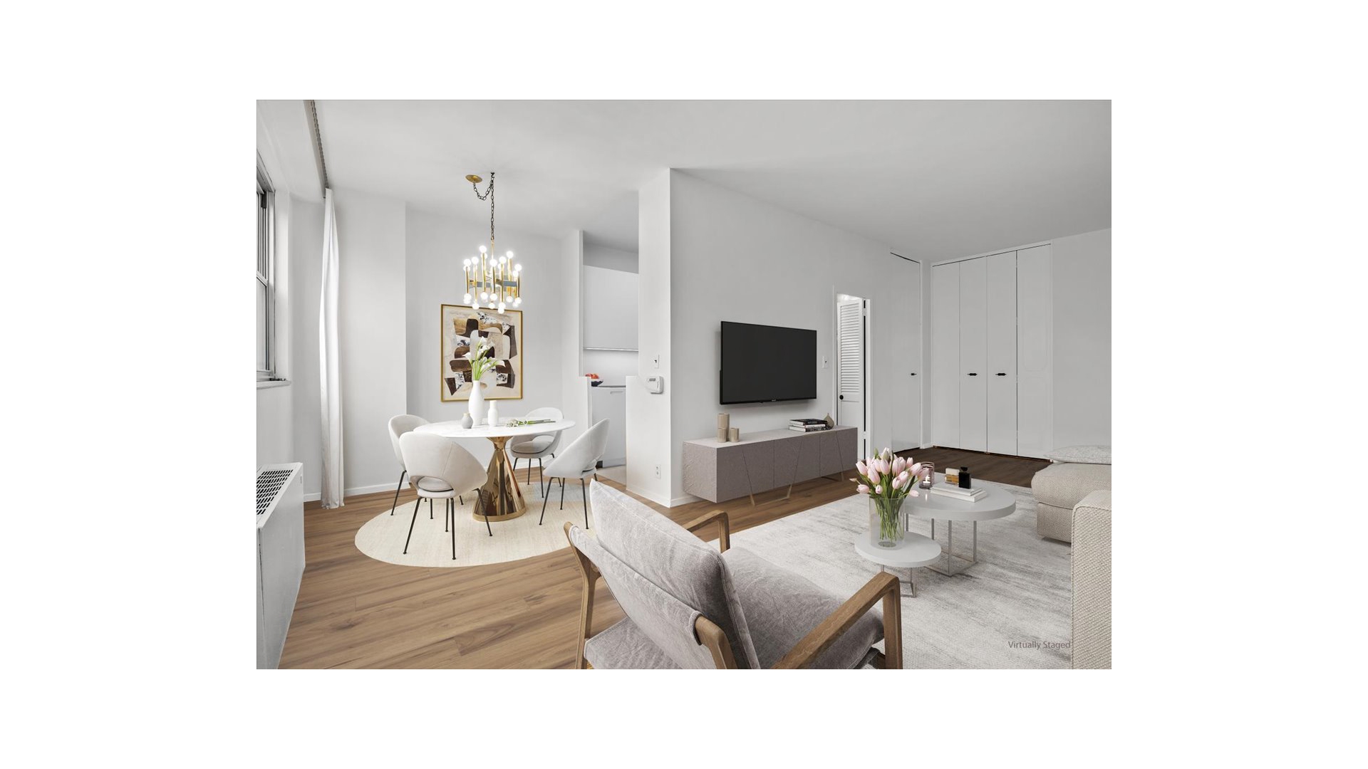 555 Kappock Street, Unit 4H Bronx, NY 10463 - Photo 10 of 16 a living room with furniture and a flat screen tv