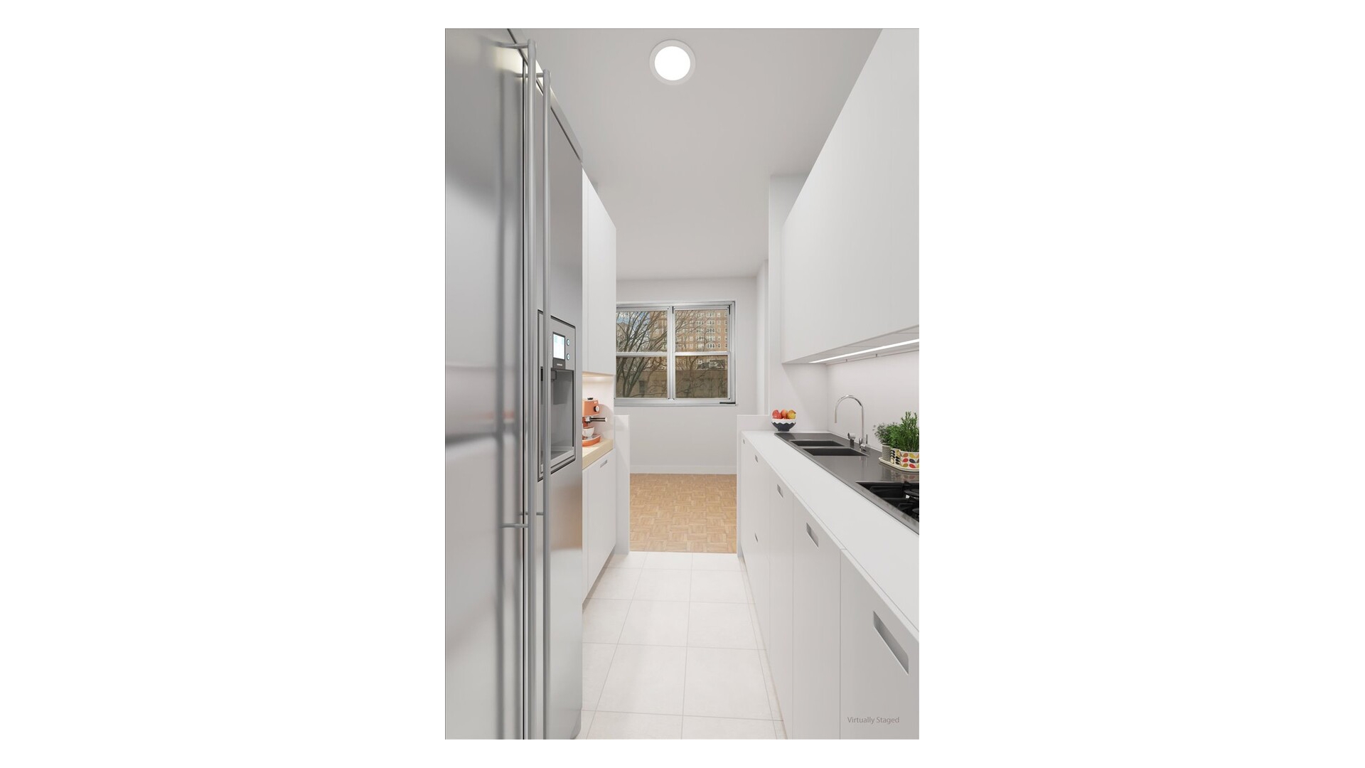 555 Kappock Street, Unit 4H Bronx, NY 10463 - Photo 2 of 16 a hallway with hardwood wall and glass door