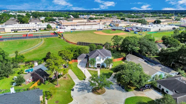 an aerial view of swimming pool