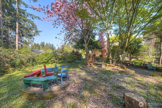a backyard of a house with lots of green space