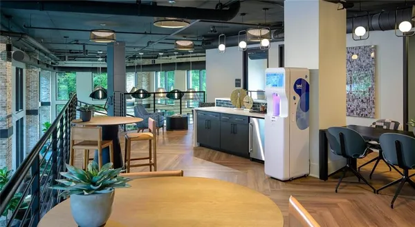 a dining room filled with furniture