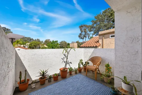 an outdoor view with patio