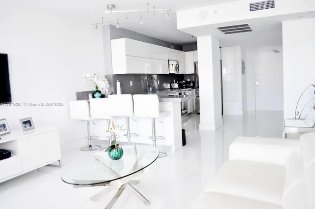 a view of kitchen and living room