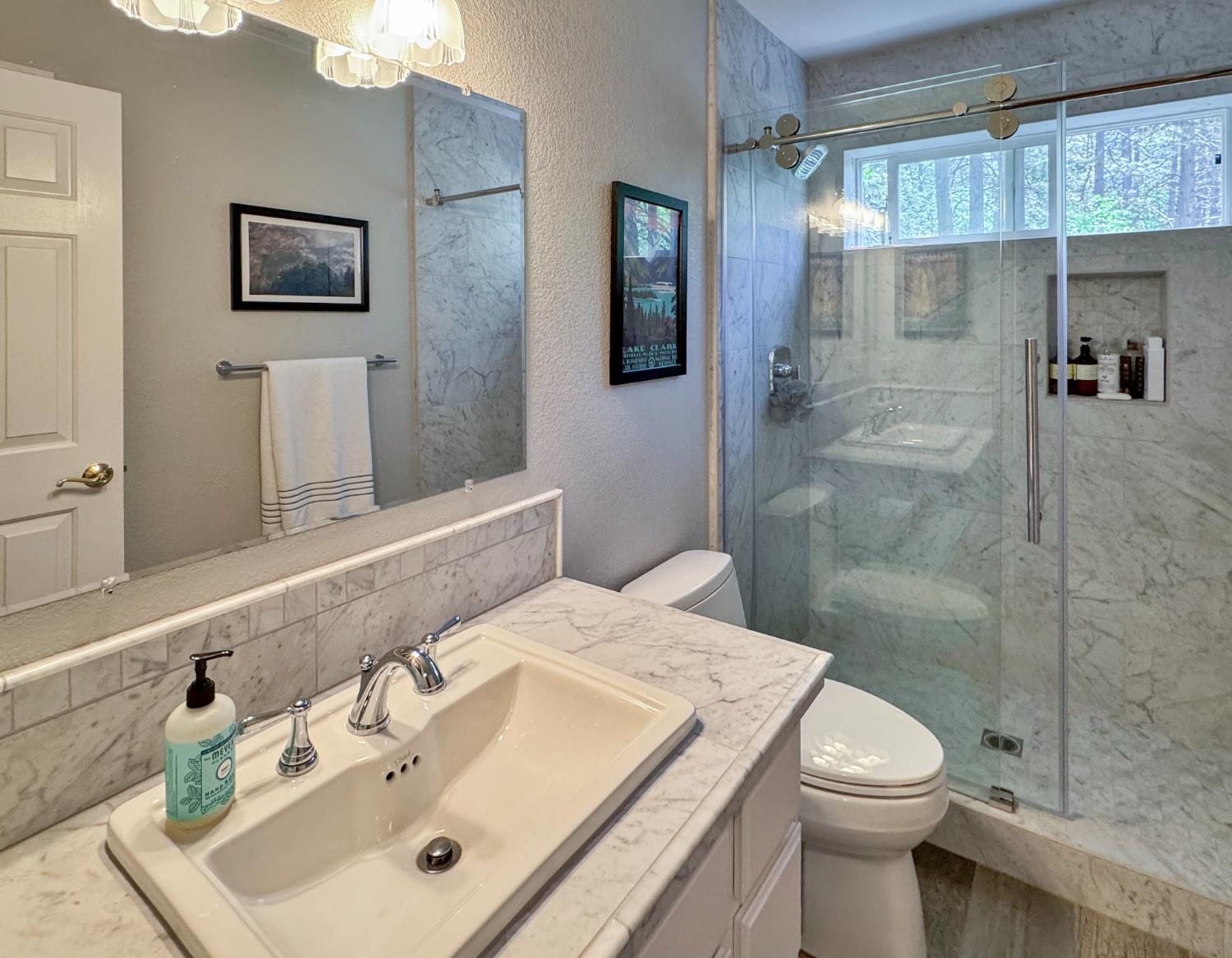 1795 Volley Road Meadow Vista, CA 95722 - Photo 22 of 34 a bathroom with a sink a toilet and shower