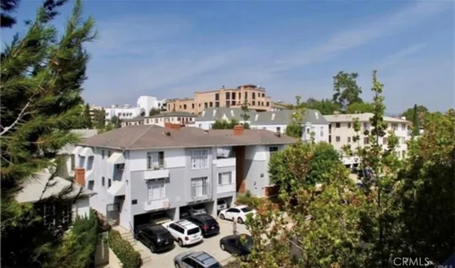 a aerial view of a house with a garden