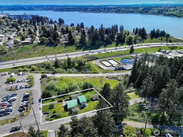 an aerial view of a city with houses