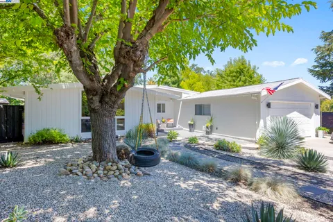 a backyard of a house with seating space