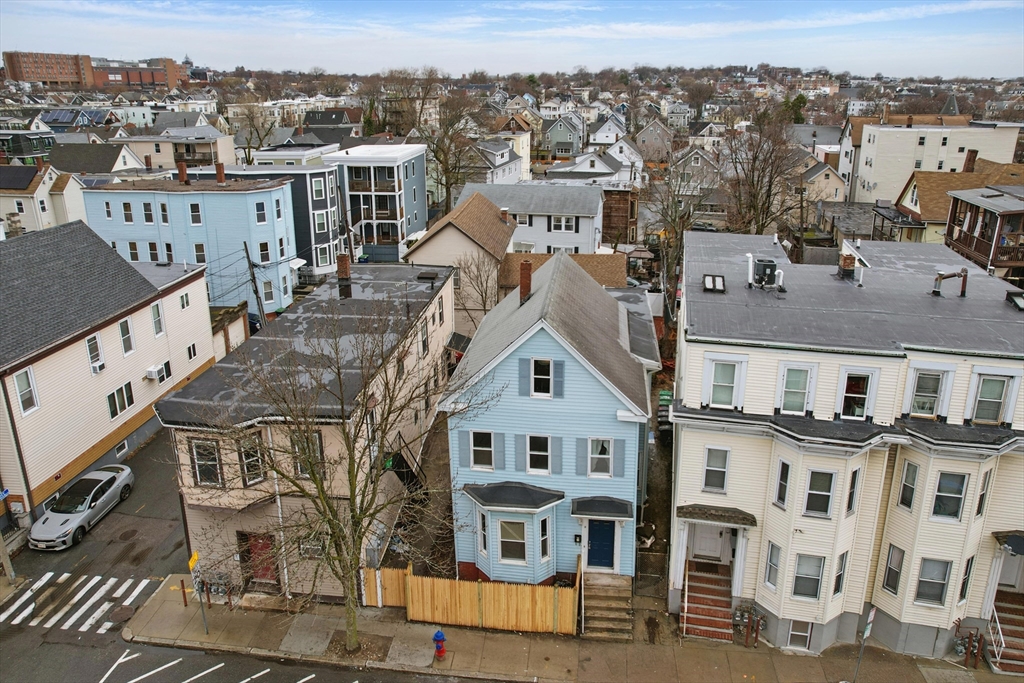 an aerial view of a house
