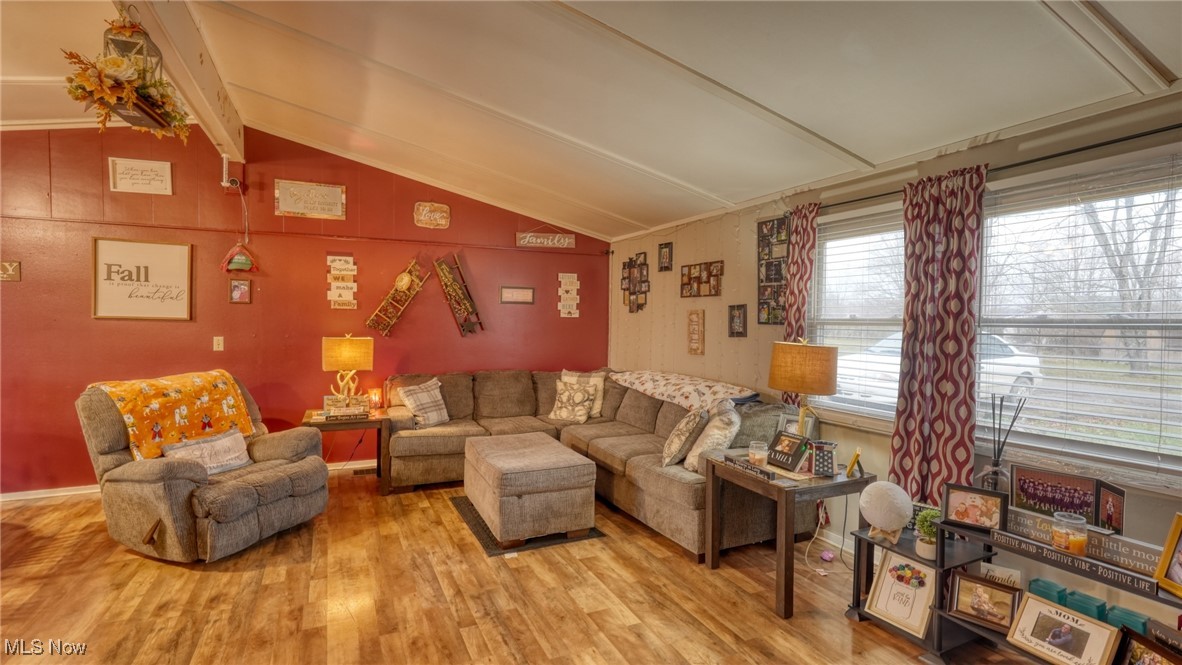 10614 Linwood Road Pleasant City, OH 43772 - Photo 3 of 48 Living area featuring vaulted ceiling and laminate flooring