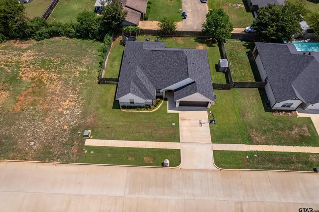 an aerial view of a house