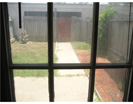 a view of a glass door with a from a window