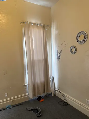 an empty room with a door