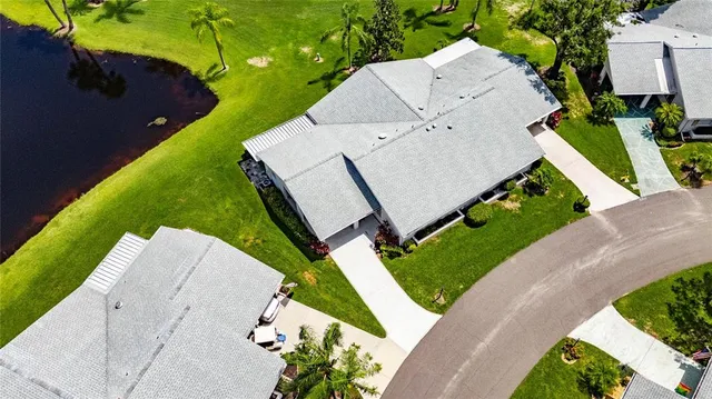 an aerial view of a house