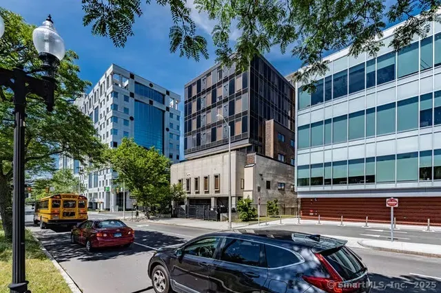 a car parked in front of a building