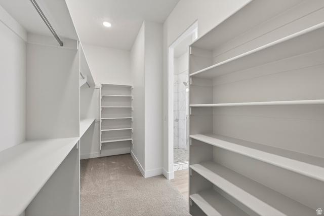 2862 South Mountain Rnch Road Cedar City, UT 84720 - Photo 30 of 64 Walk-in closet with extensive built-in shelving, hanging rods, and recessed lighting