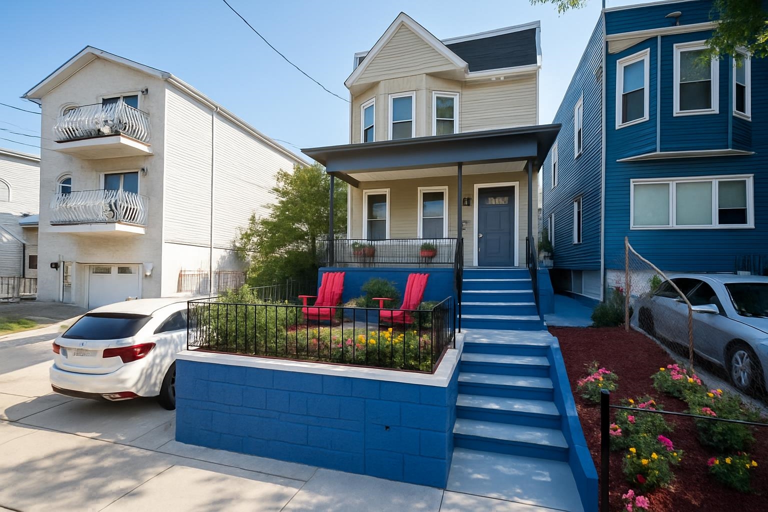 136 Ege Avenue Jersey City, NJ 07304 - Photo 1 of 1 a view of a house with a cars park side of a road