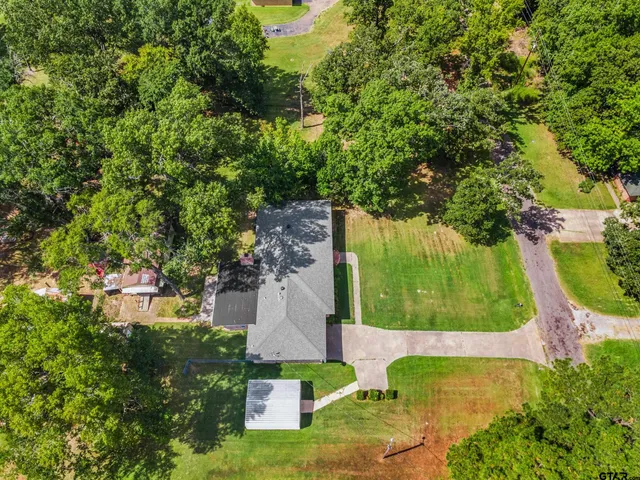 an aerial view of a house