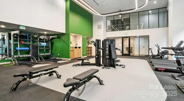 a view of a room with gym equipment