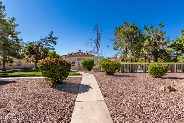 a view of a garden with pathway