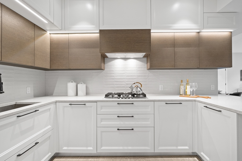 69 Walnut Street, Unit 10A Brookline, MA 02445 - Photo 9 of 17 a kitchen with cabinets stainless steel appliances and sink