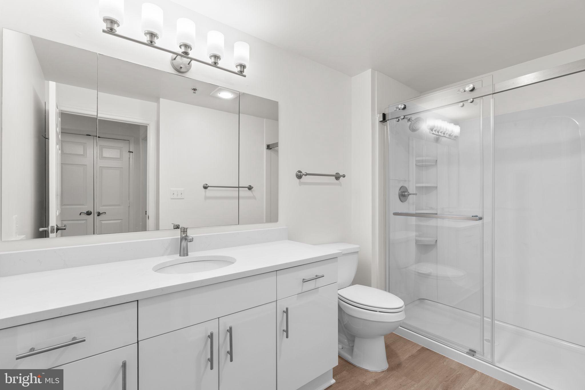 2901 South Leisure World Boulevard, Unit 233 Silver Spring, MD 20906 - Photo 18 of 43 a bathroom with a sink a toilet and shower