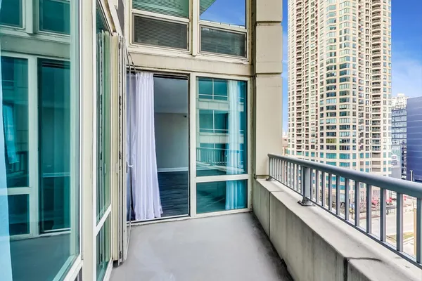 a view of a balcony with a window