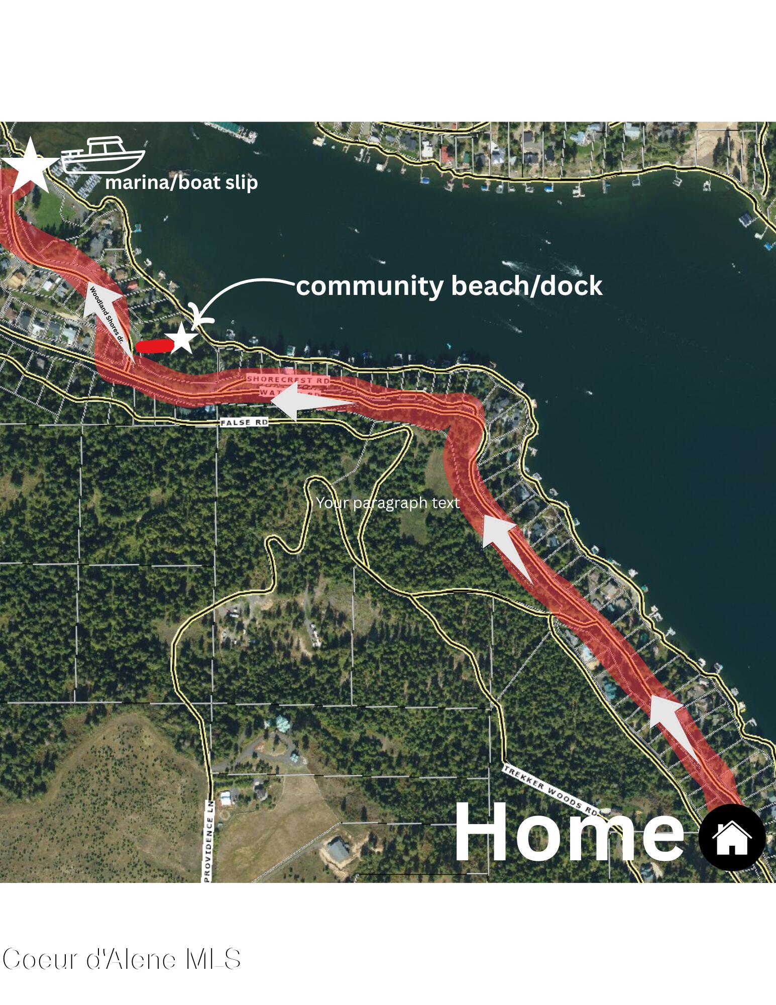 19973 South Watson Road Coeur D'Alene, ID 83814 - Photo 5 of 56 Map of Home to Marina